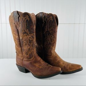 Justin stampede mckayla tan snip toe cowgirl boot